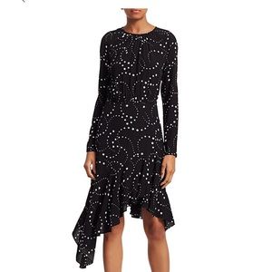 Maje Star-Print Asymmetric Midi A-Line Dress size L